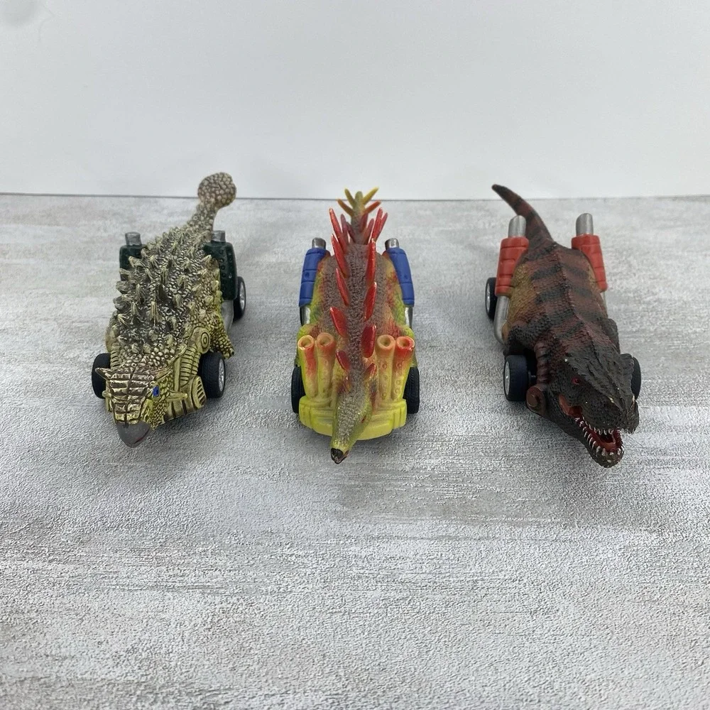 Lot of 3 Dinosaur Pull Back Cars Monster Trucks Toys